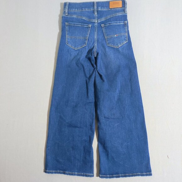 Tommy Hilfiger Jeans women's sz 0/W25 denim blue wide leg crop factorydistressed - Picture 3 of 16